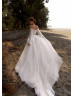 White Lace Tulle Pearls Embellished Stunning Wedding Dress